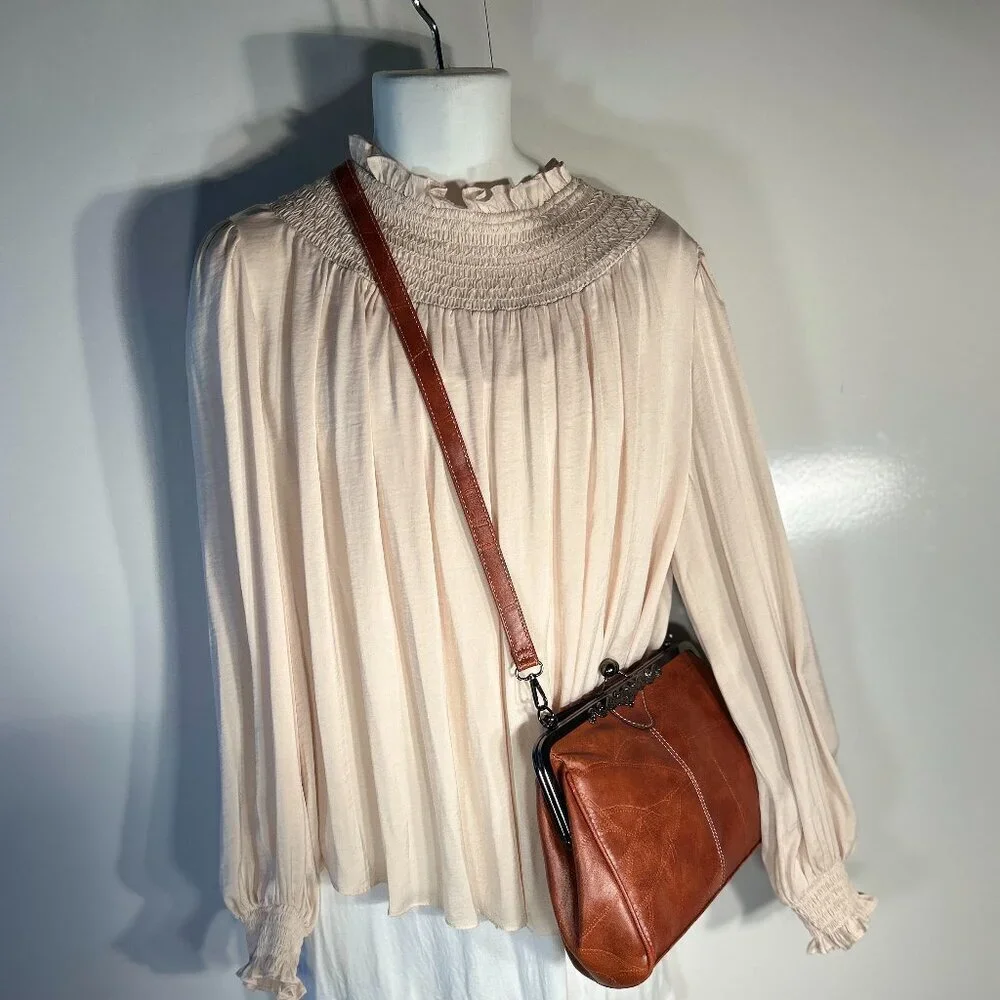 Brown Vintage Inspired NWOT Patchwork Leather Purse Crossbody Bag Cottage Retro